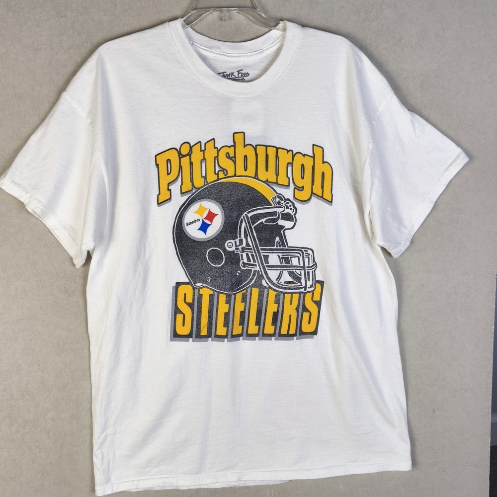 Pittsburgh Steelers Junk Food Graphic T Shirt White NFL Team Apparel Mens L NWT